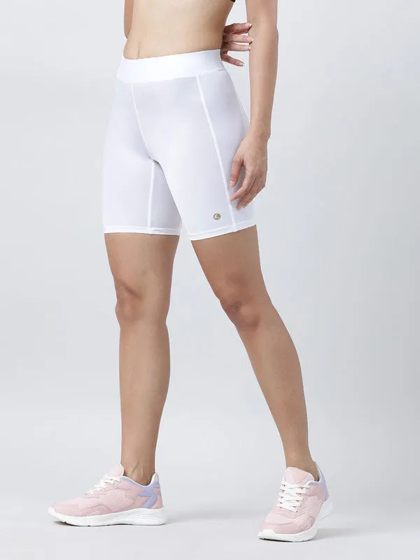 Women White Solid Shorts- WAFFLE SHORTS-WH
