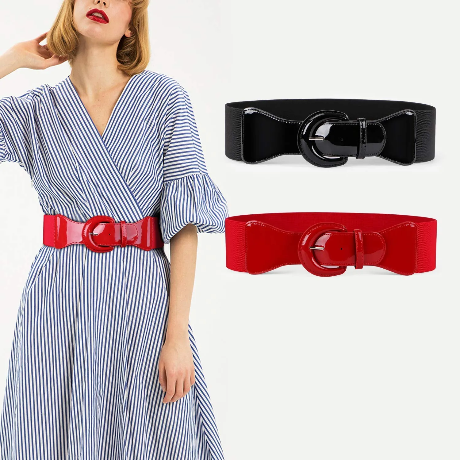 Women Wide Stretchy Cinch Belt Drss Elastic Waist Belts For Women Dress by JASGOOD