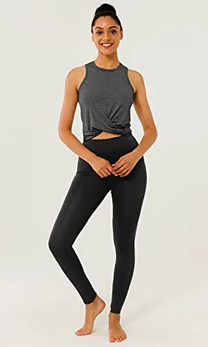 Women Workout Crop Tank Tops Fitness Athletic Activewear Cute Crossover Yoga Sports Shirts - Dark Grey