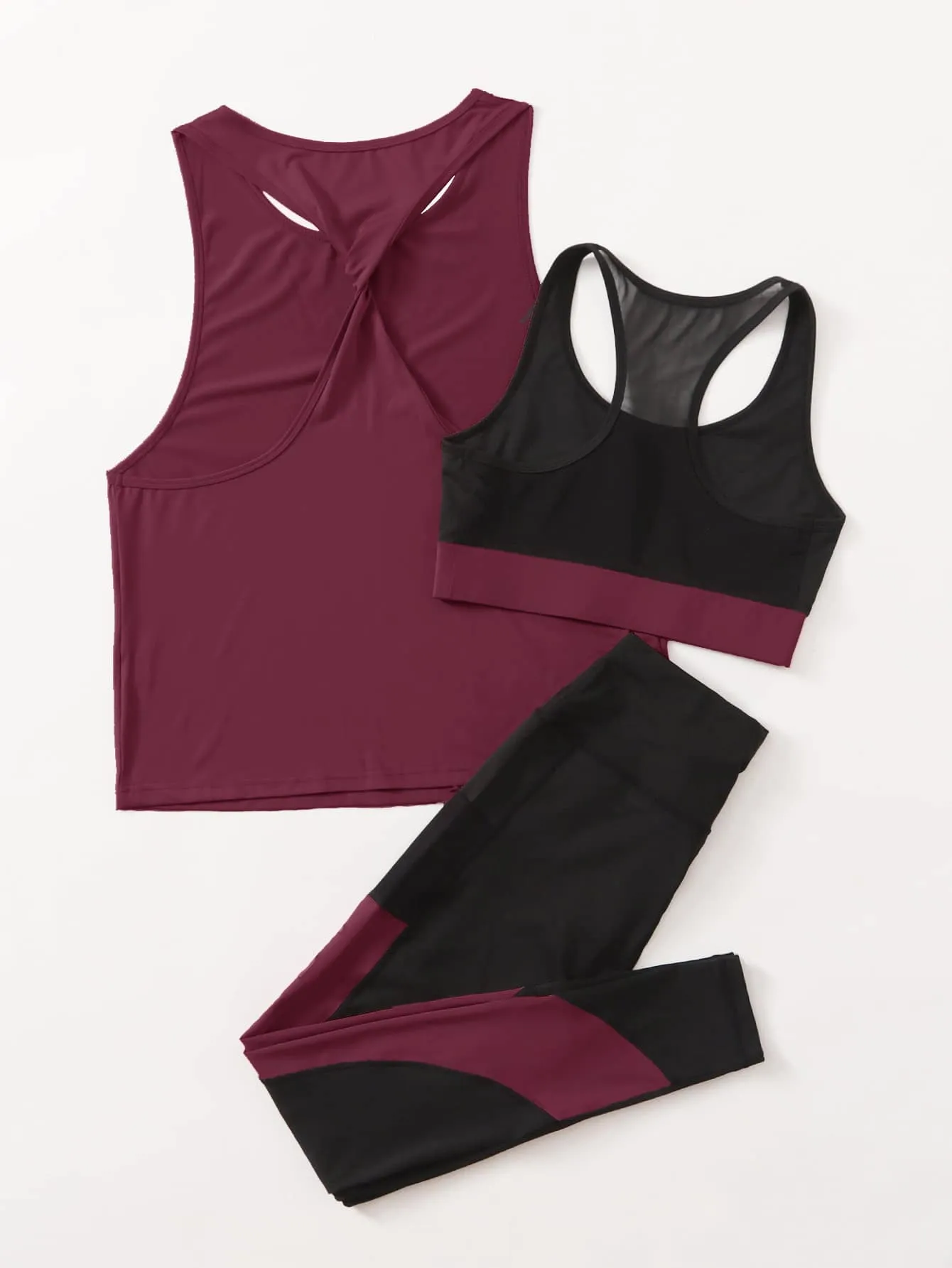 Women's 3pcs Colorblock Sports Set