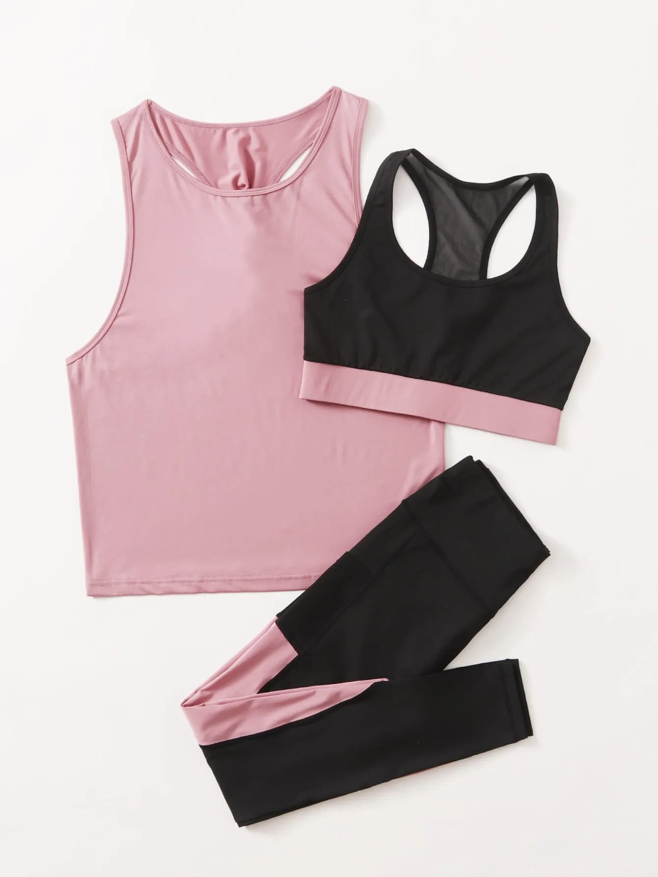 Women's 3pcs Colorblock Sports Set