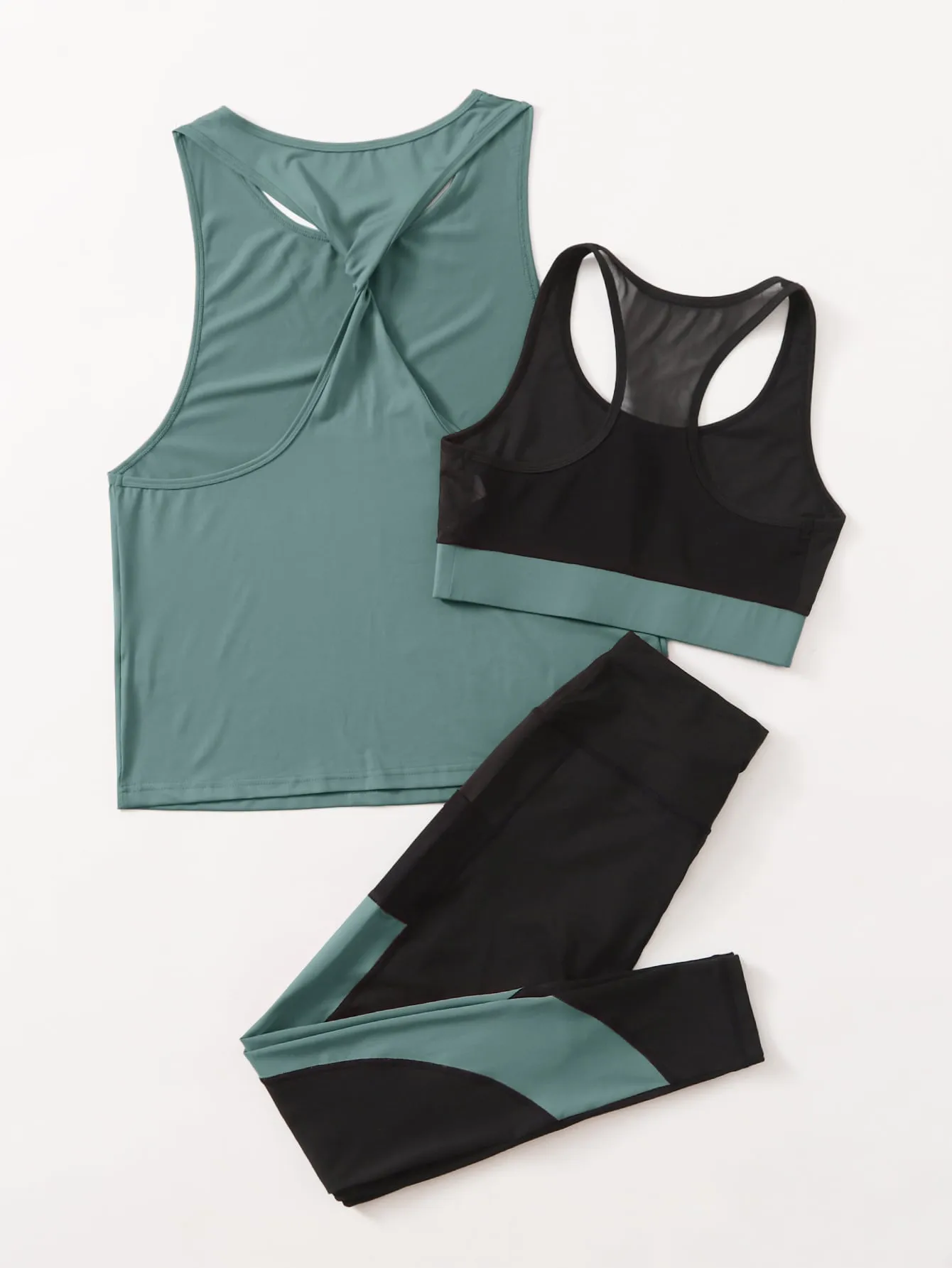 Women's 3pcs Colorblock Sports Set