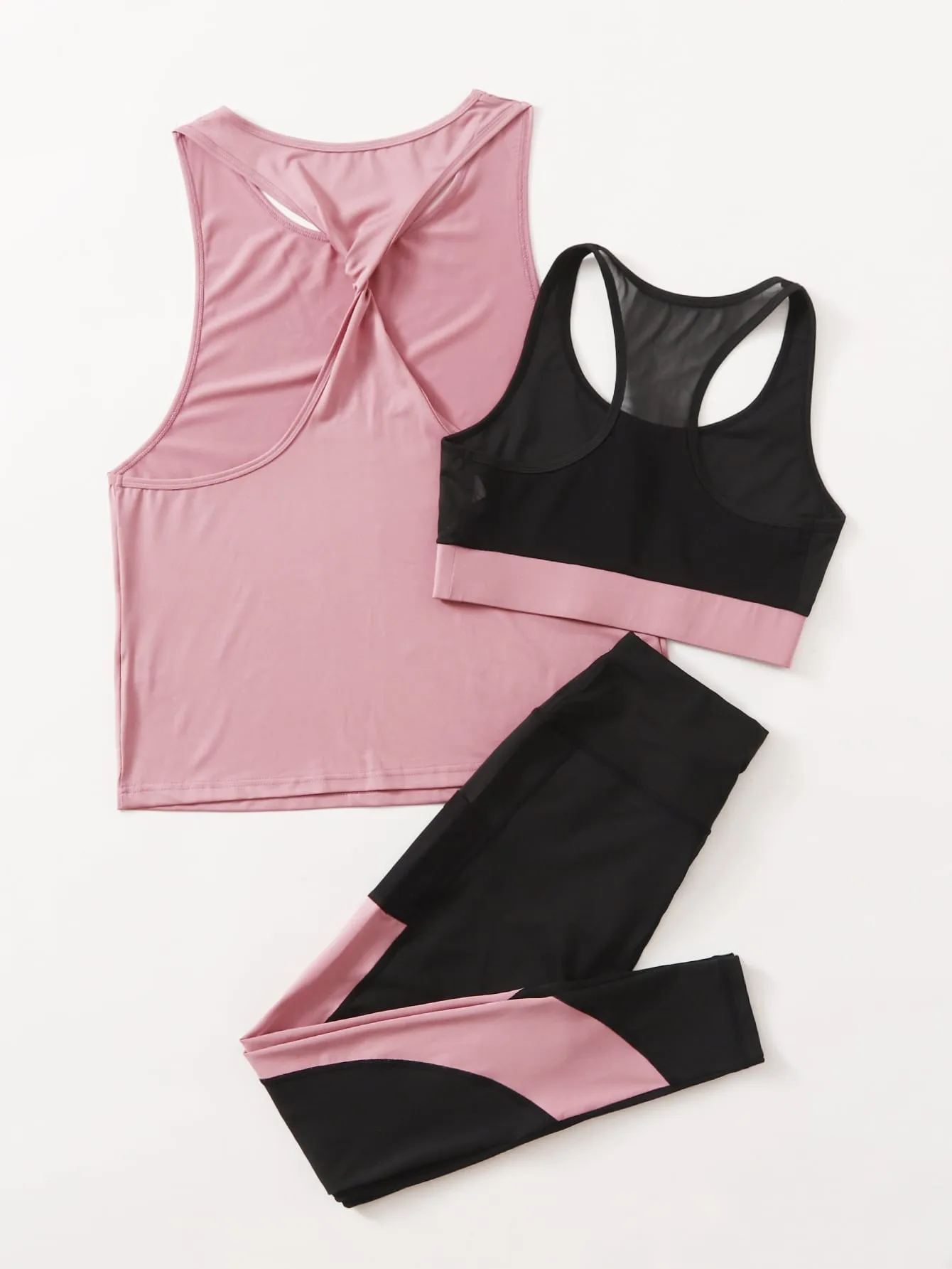 Women's 3pcs Colorblock Sports Set