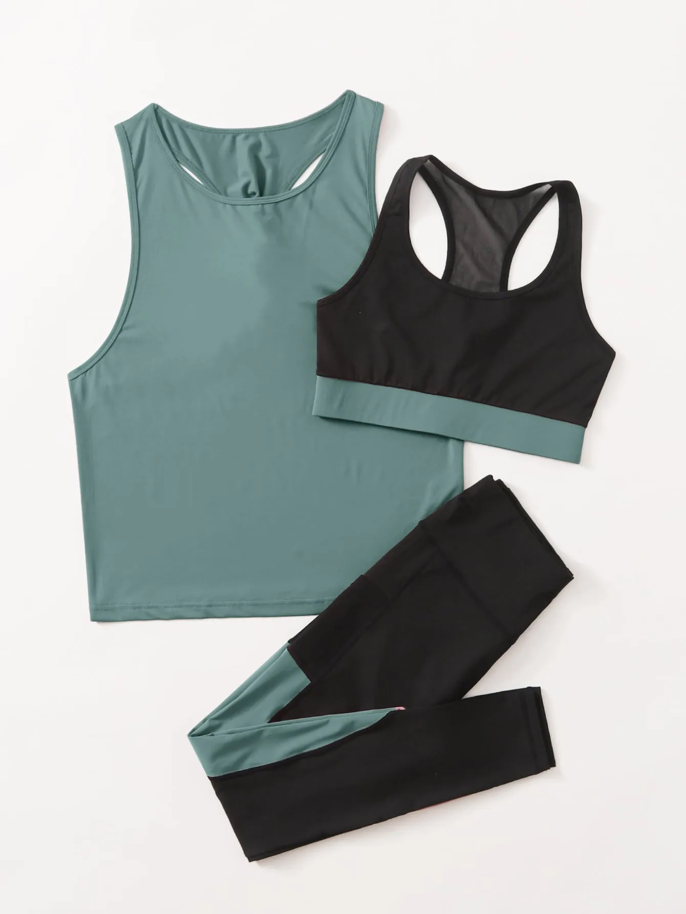 Women's 3pcs Colorblock Sports Set