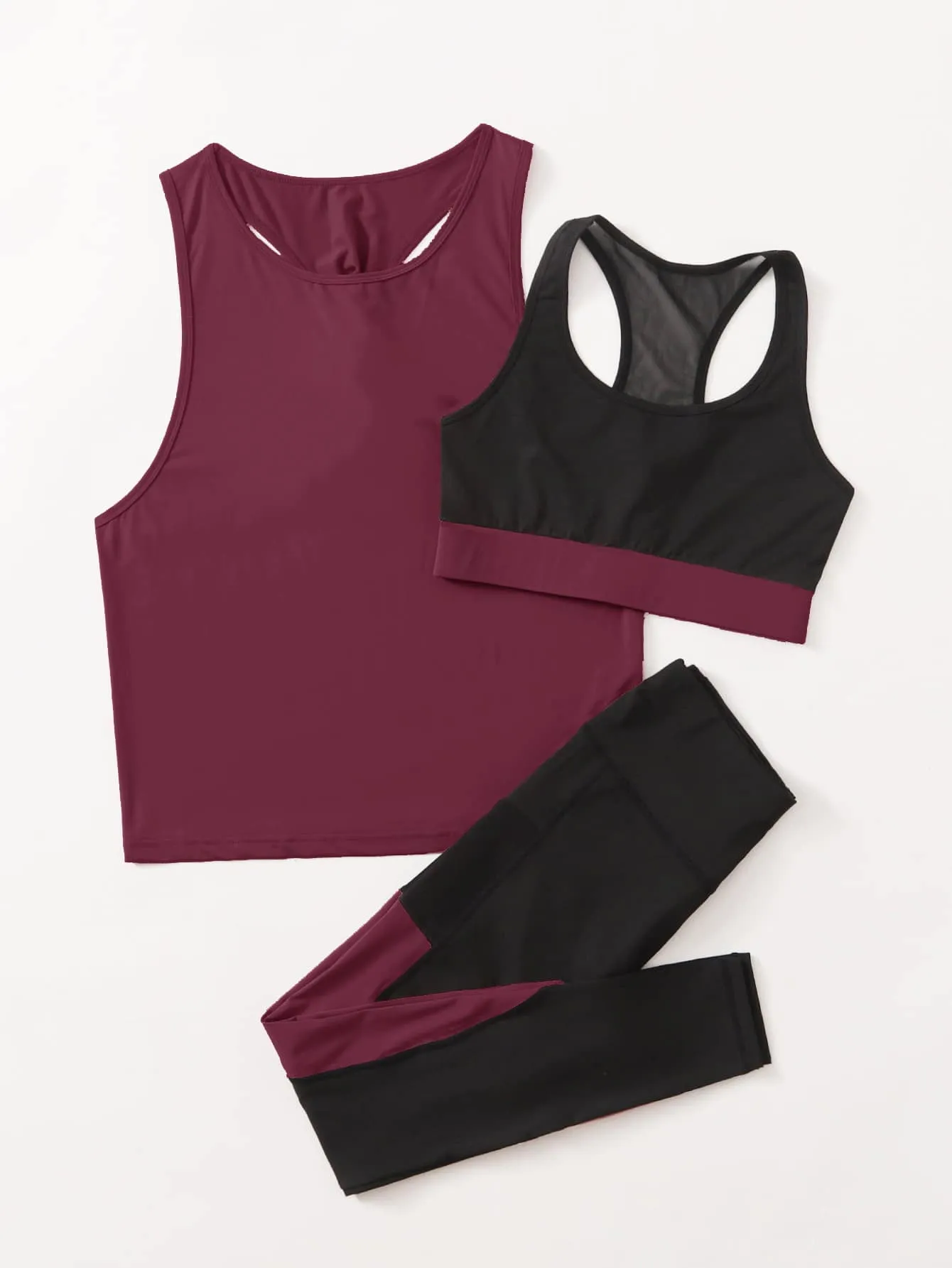 Women's 3pcs Colorblock Sports Set