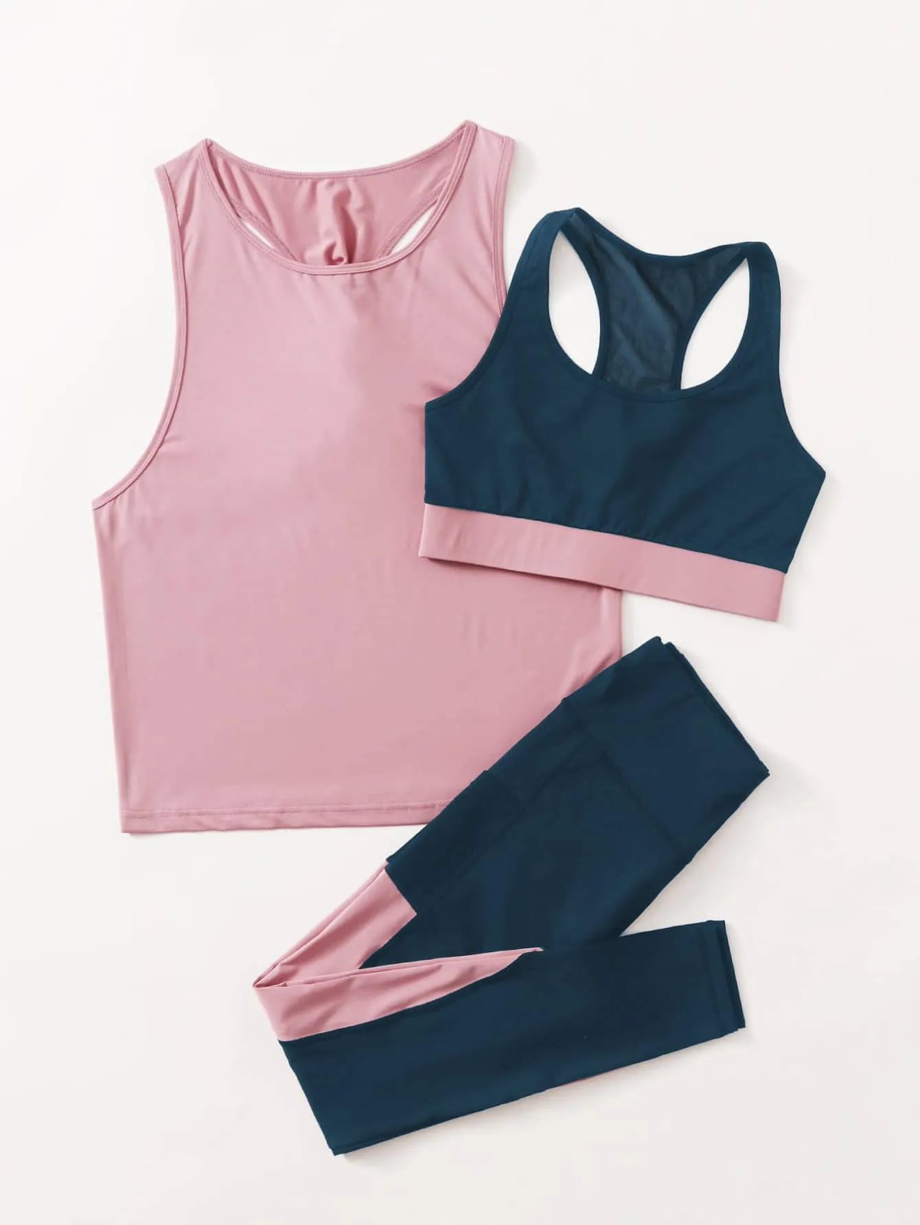 Women's 3pcs Colorblock Sports Set