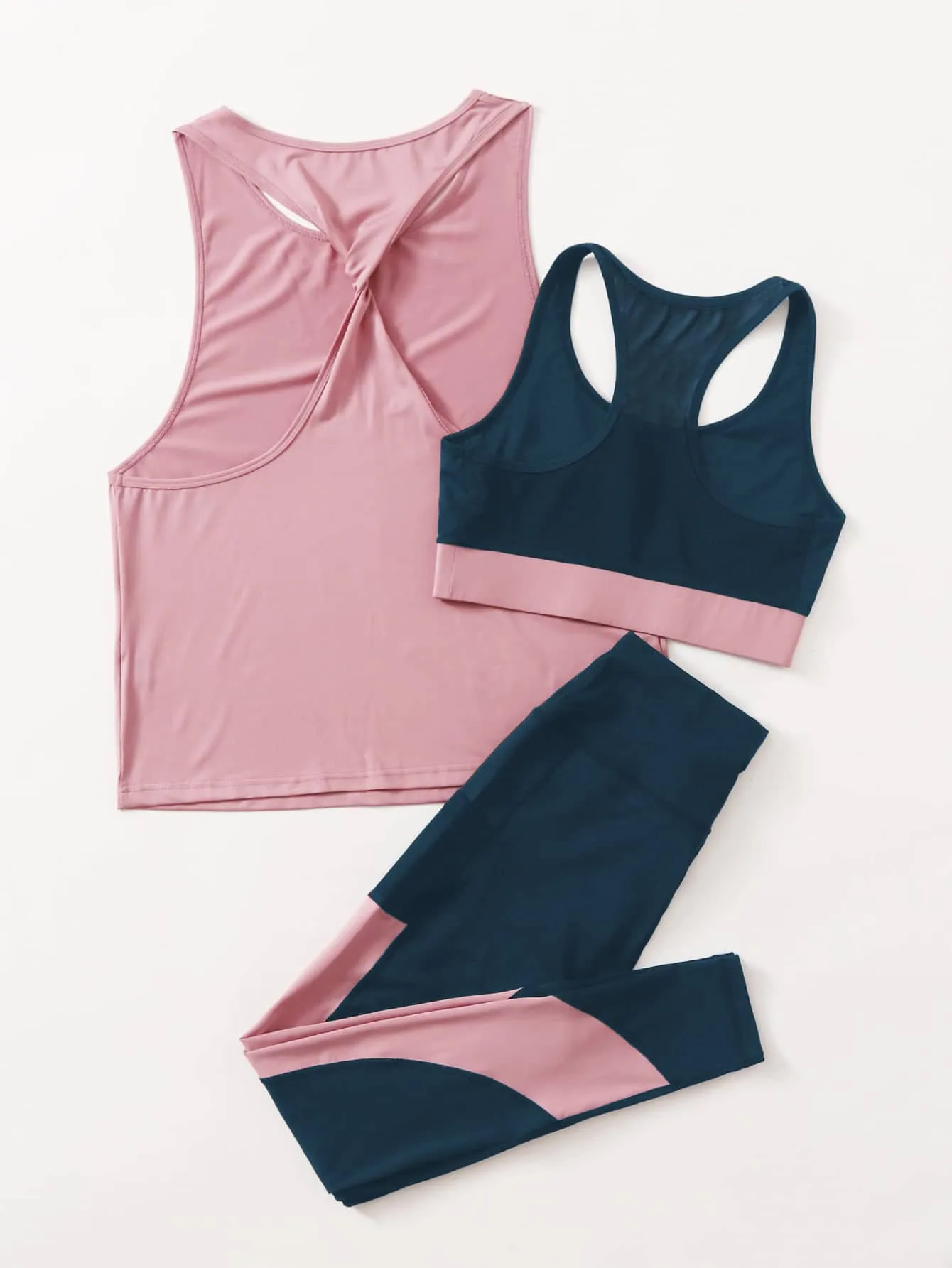 Women's 3pcs Colorblock Sports Set