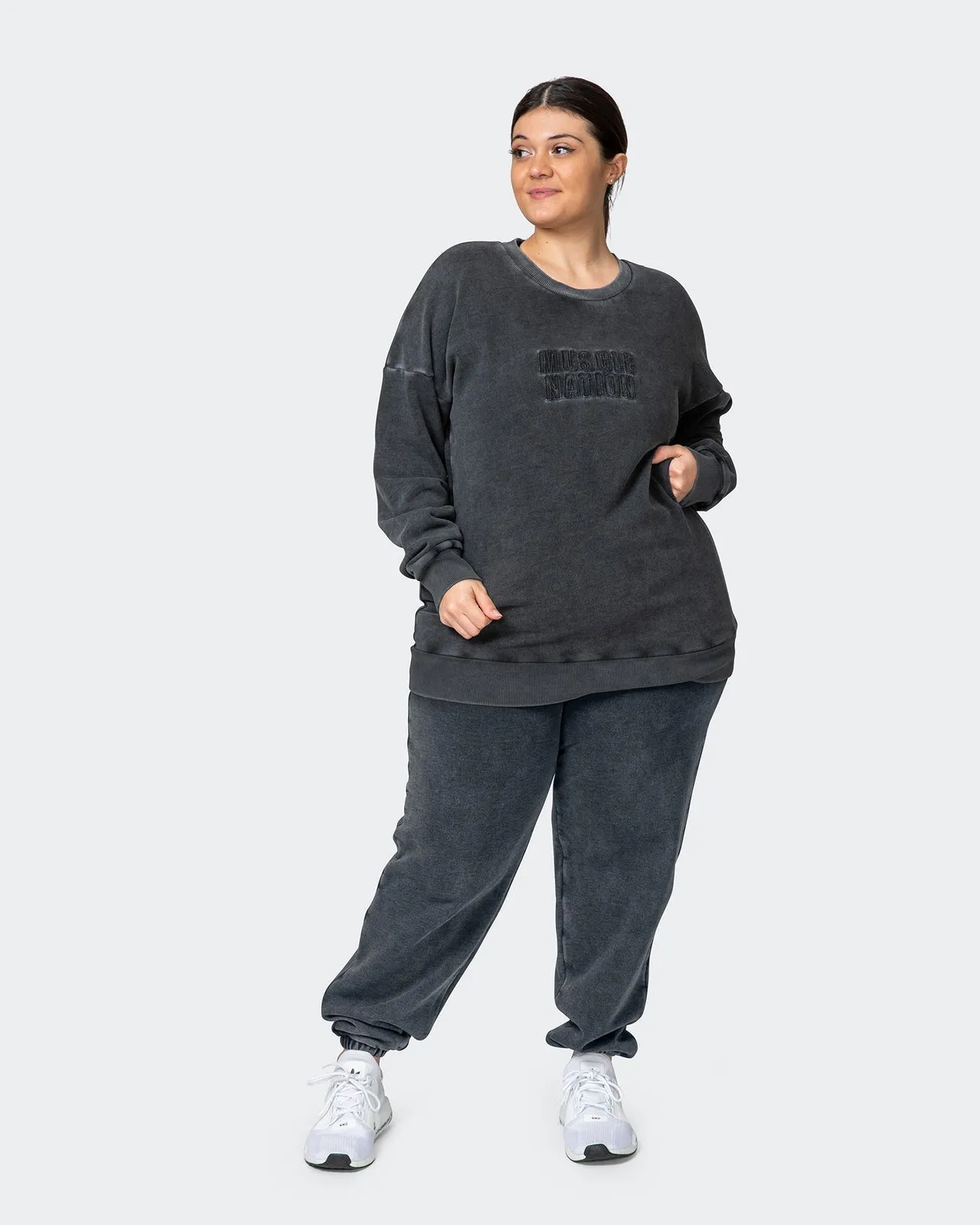Womens Classic Vintage Pullover - Washed Black