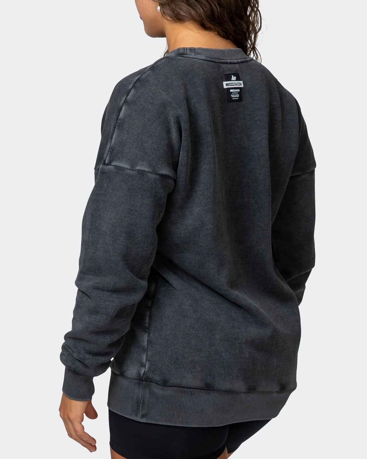 Womens Classic Vintage Pullover - Washed Black