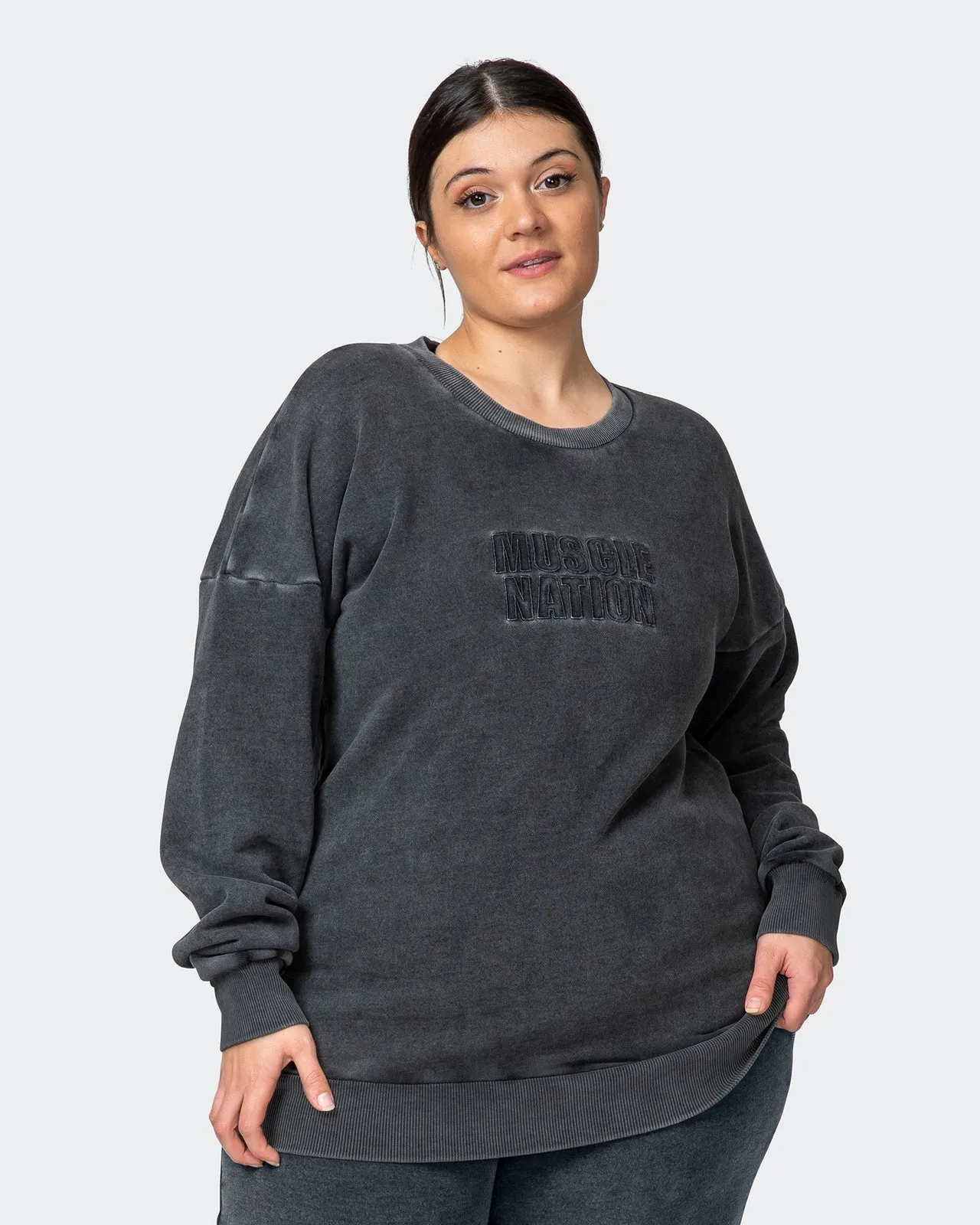 Womens Classic Vintage Pullover - Washed Black