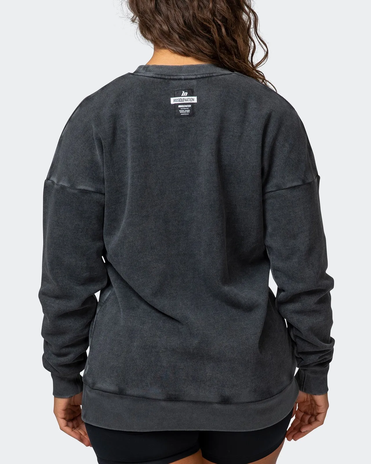 Womens Classic Vintage Pullover - Washed Black