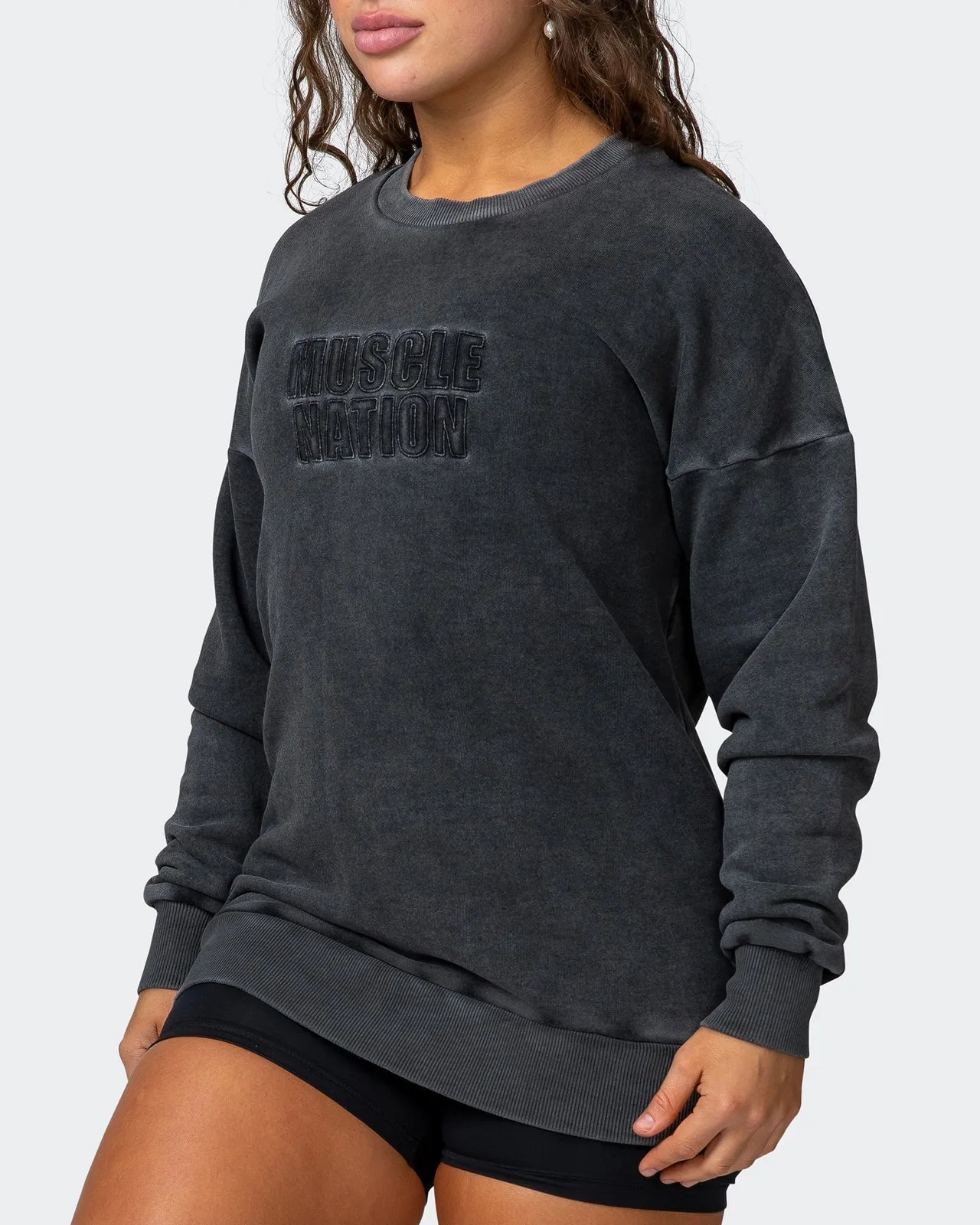 Womens Classic Vintage Pullover - Washed Black