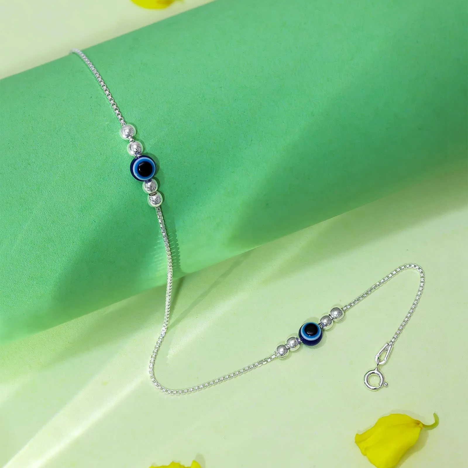Women's Evil Eye Anklet 925 Sterling Silver