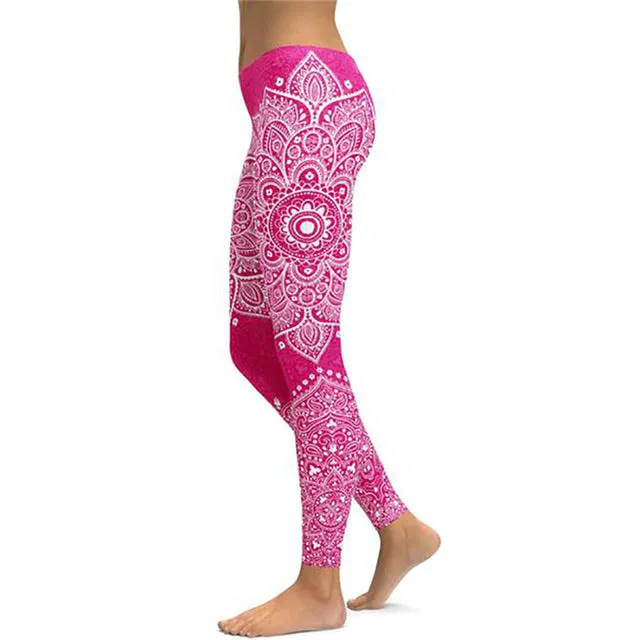 Women's Mandala Leggings - Black to Pink