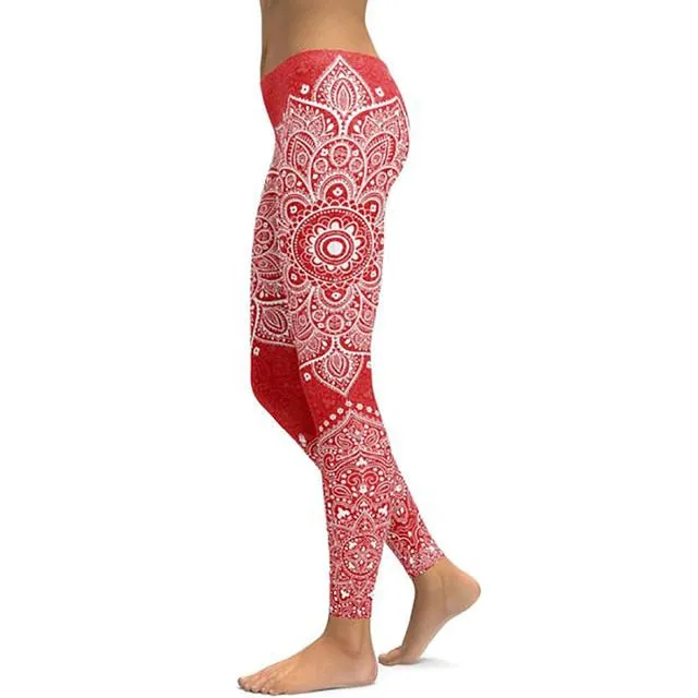 Women's Mandala Leggings - Black to Pink