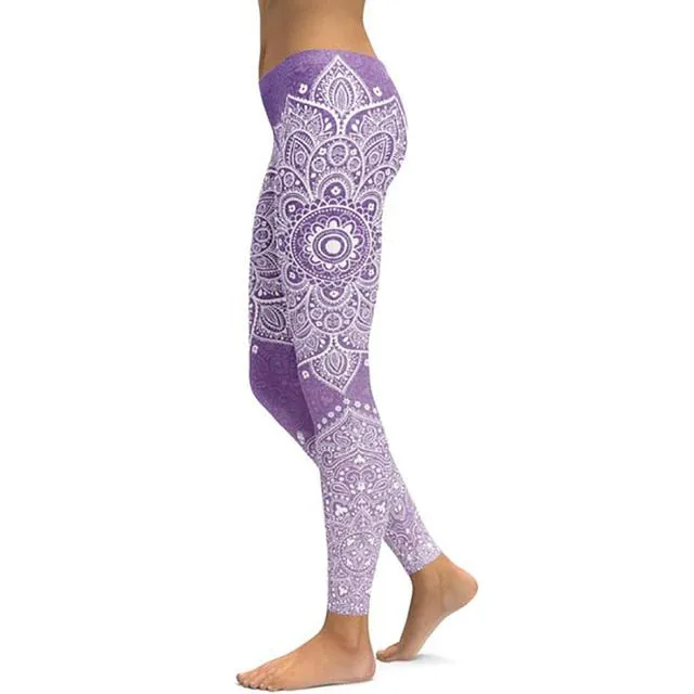 Women's Mandala Leggings - Black to Pink