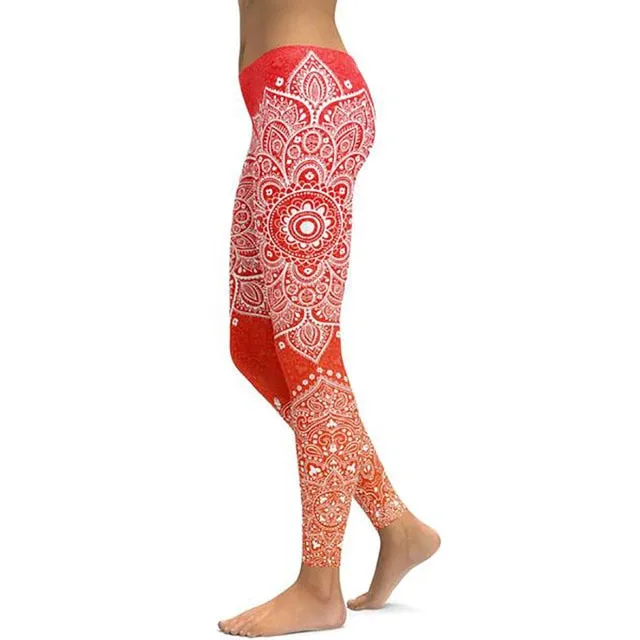 Women's Mandala Leggings - Black to Pink