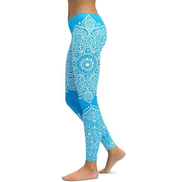 Women's Mandala Leggings - Black to Pink