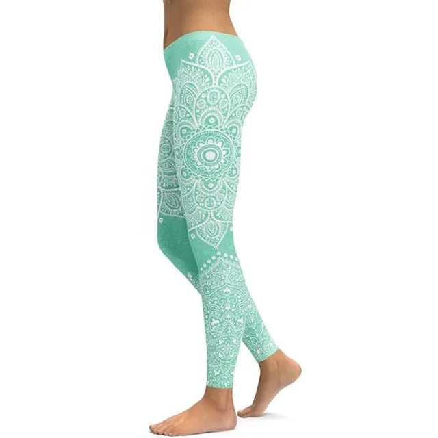 Women's Mandala Leggings - Black to Pink