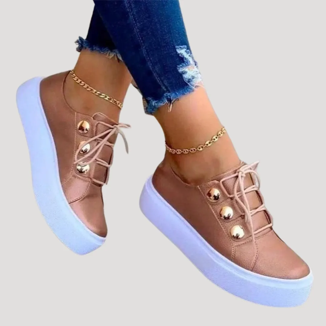 Women’s platform lace-up sneakers with gold eyelets