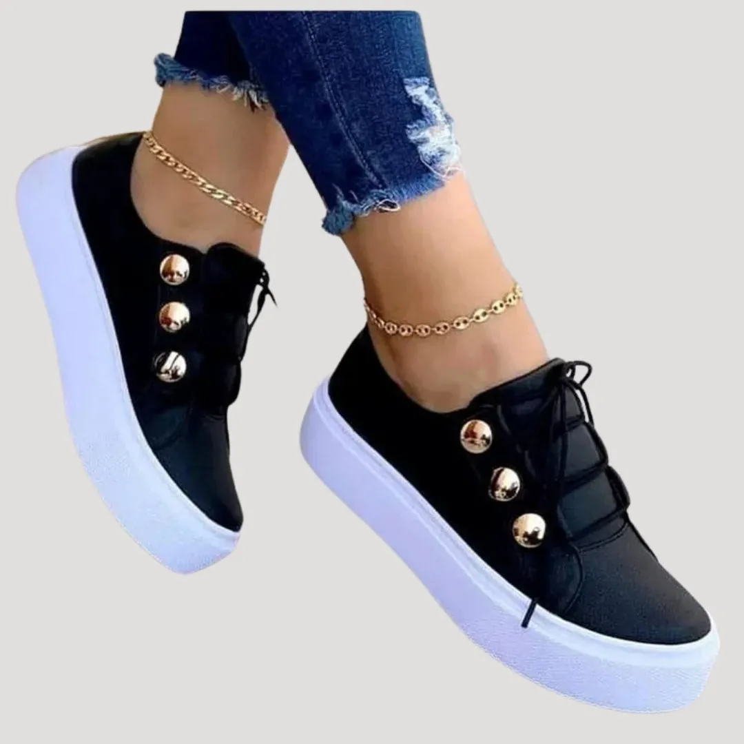 Women’s platform lace-up sneakers with gold eyelets