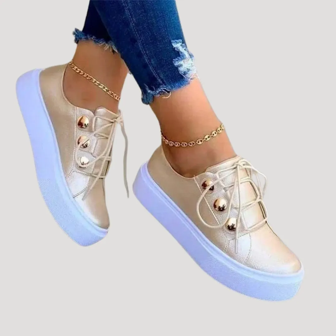 Women’s platform lace-up sneakers with gold eyelets