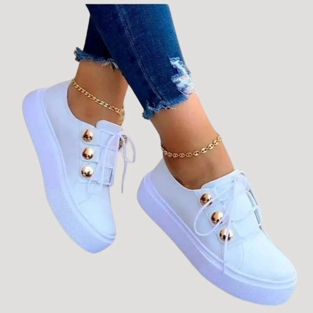 Women’s platform lace-up sneakers with gold eyelets