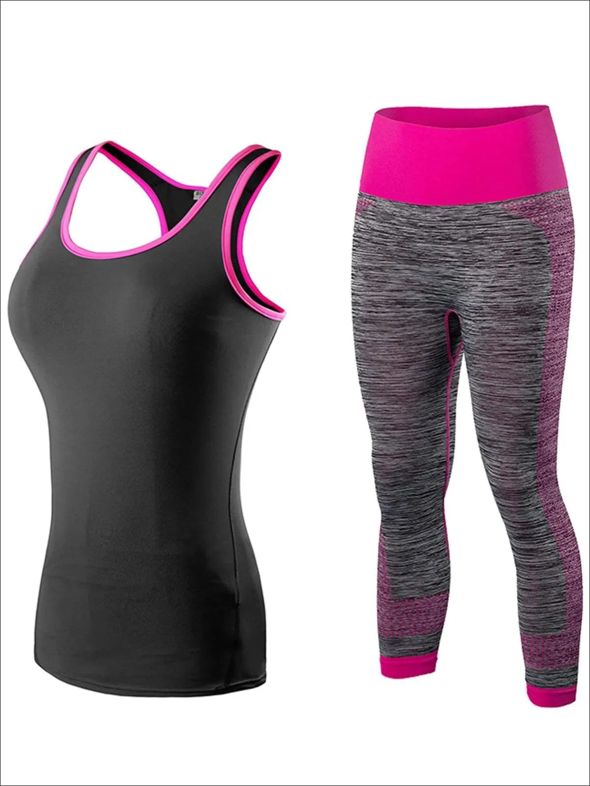 Women's Racerback Top & Marled Capri Leggings Set