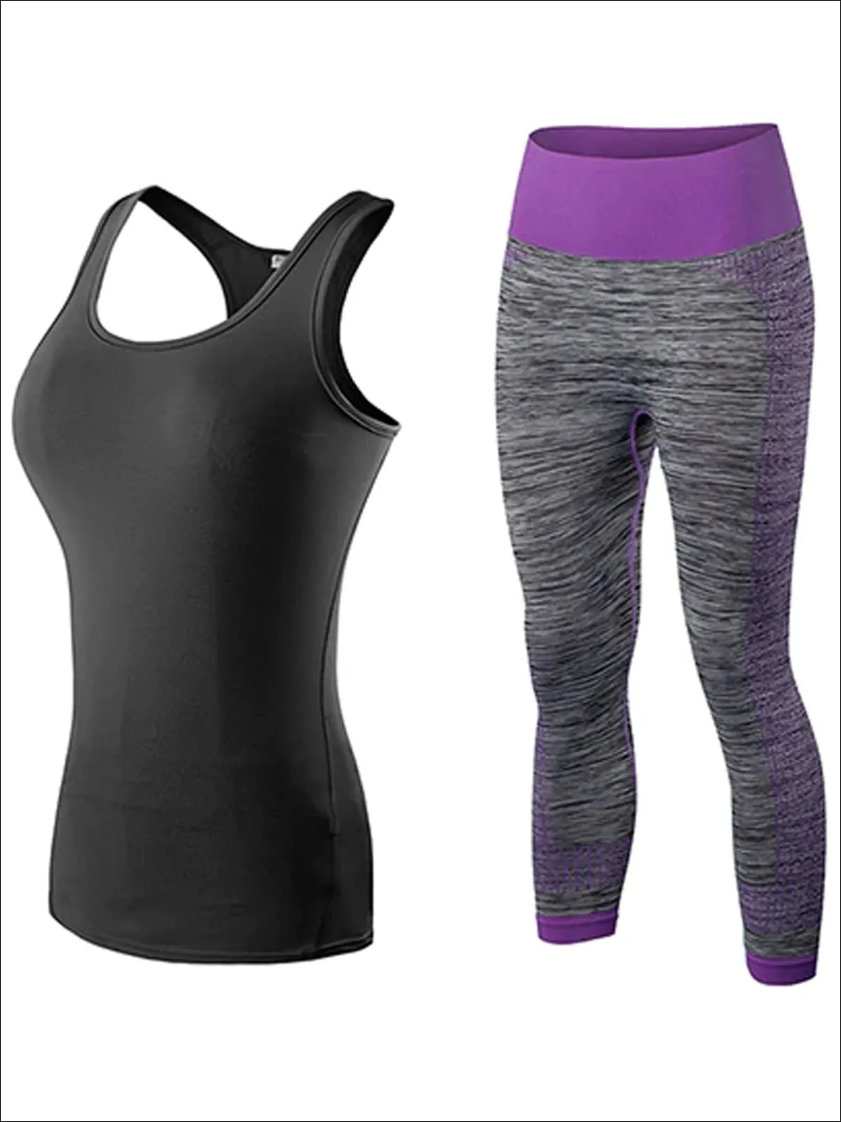 Women's Racerback Top & Marled Capri Leggings Set