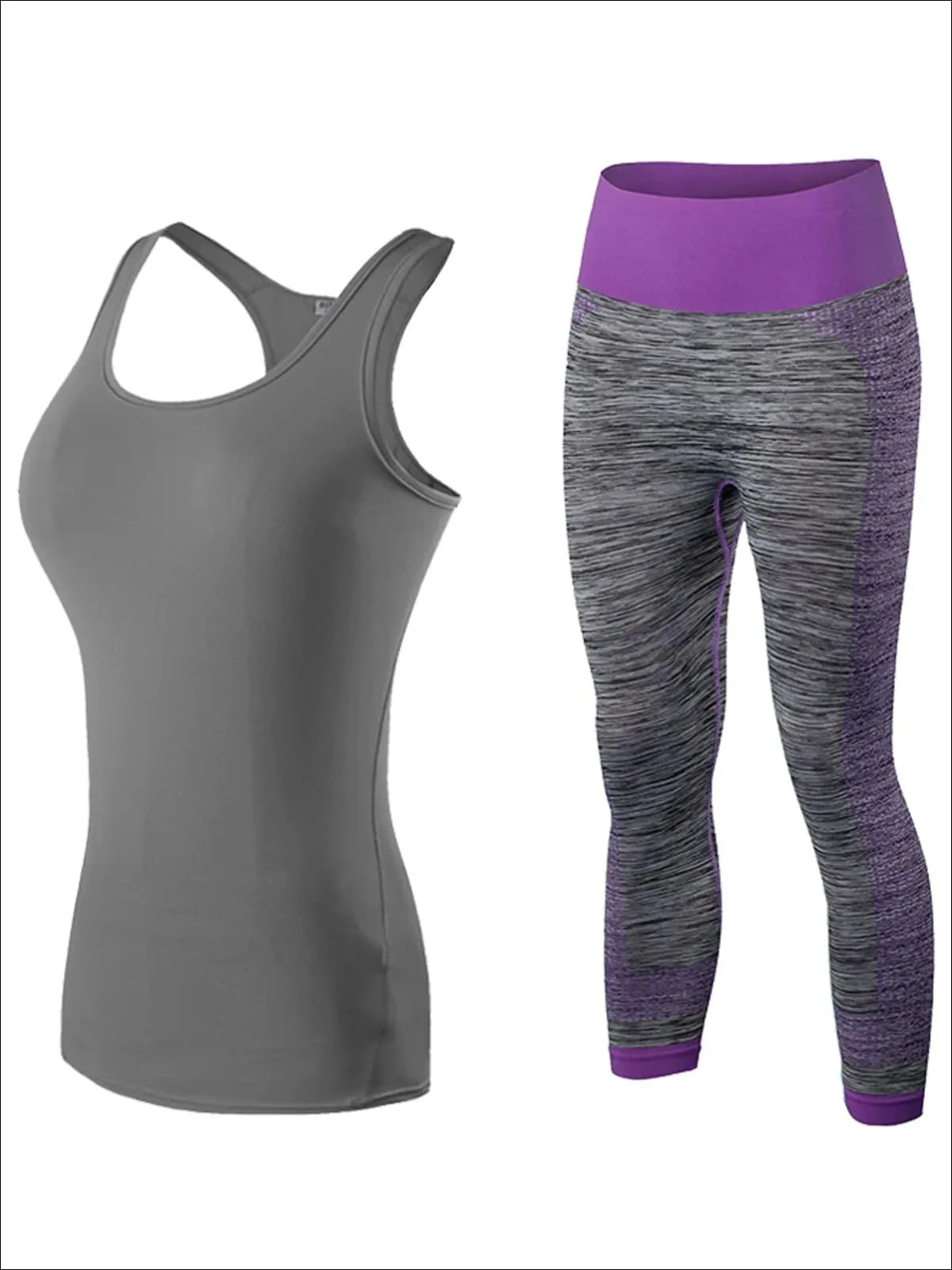 Women's Racerback Top & Marled Capri Leggings Set
