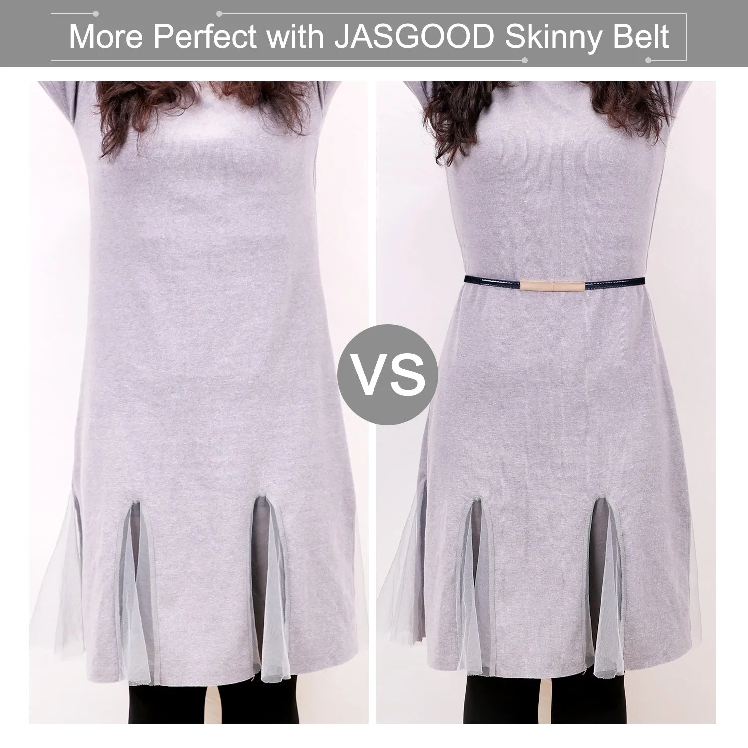 Women’s Skinny Blue  Leather Belt Adjustable Slim Waist Belt with Gold Alloy Buckle for Dress By JASGOOD