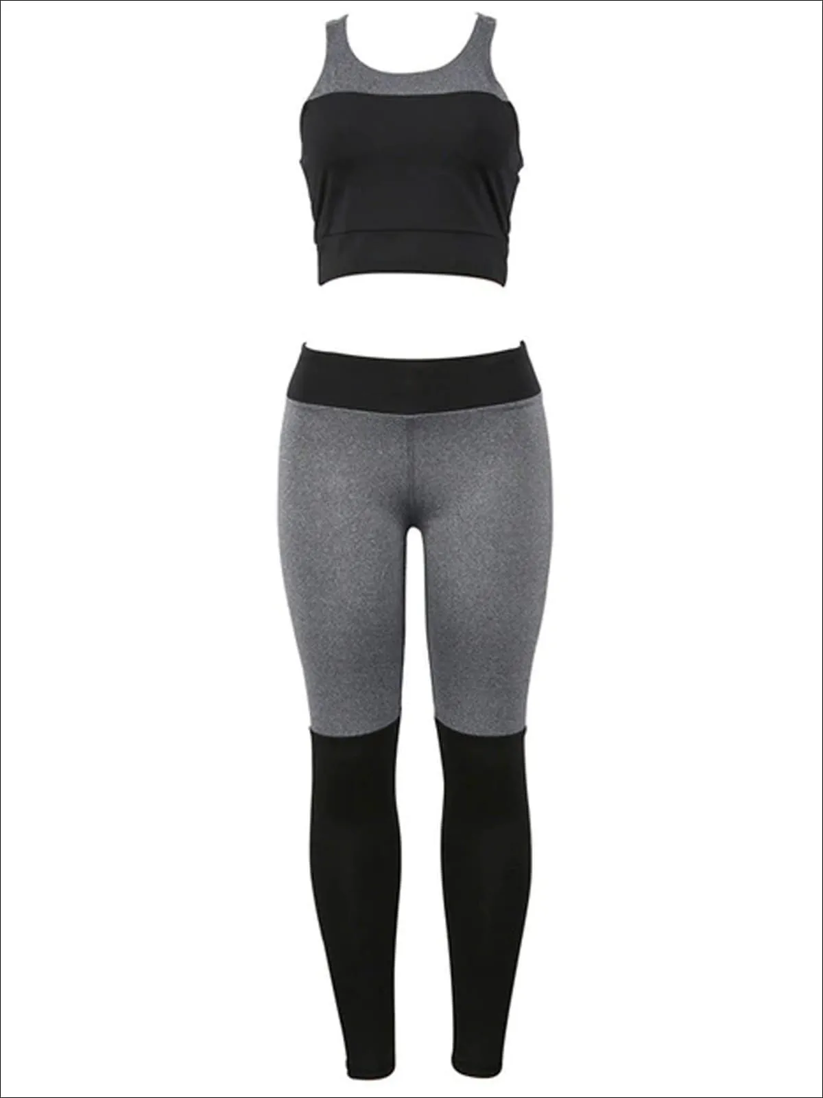 Women's Two Tone Sports Bra & Mid-Rise Leggings Set