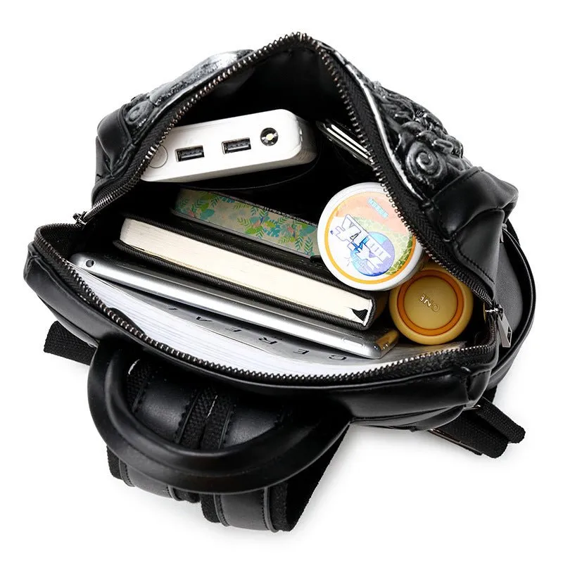 Woowooh Chinese Dragon   Bulldog Embossed Waterproof Backpack