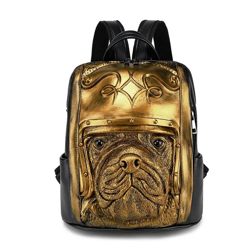 Woowooh Chinese Dragon   Bulldog Embossed Waterproof Backpack