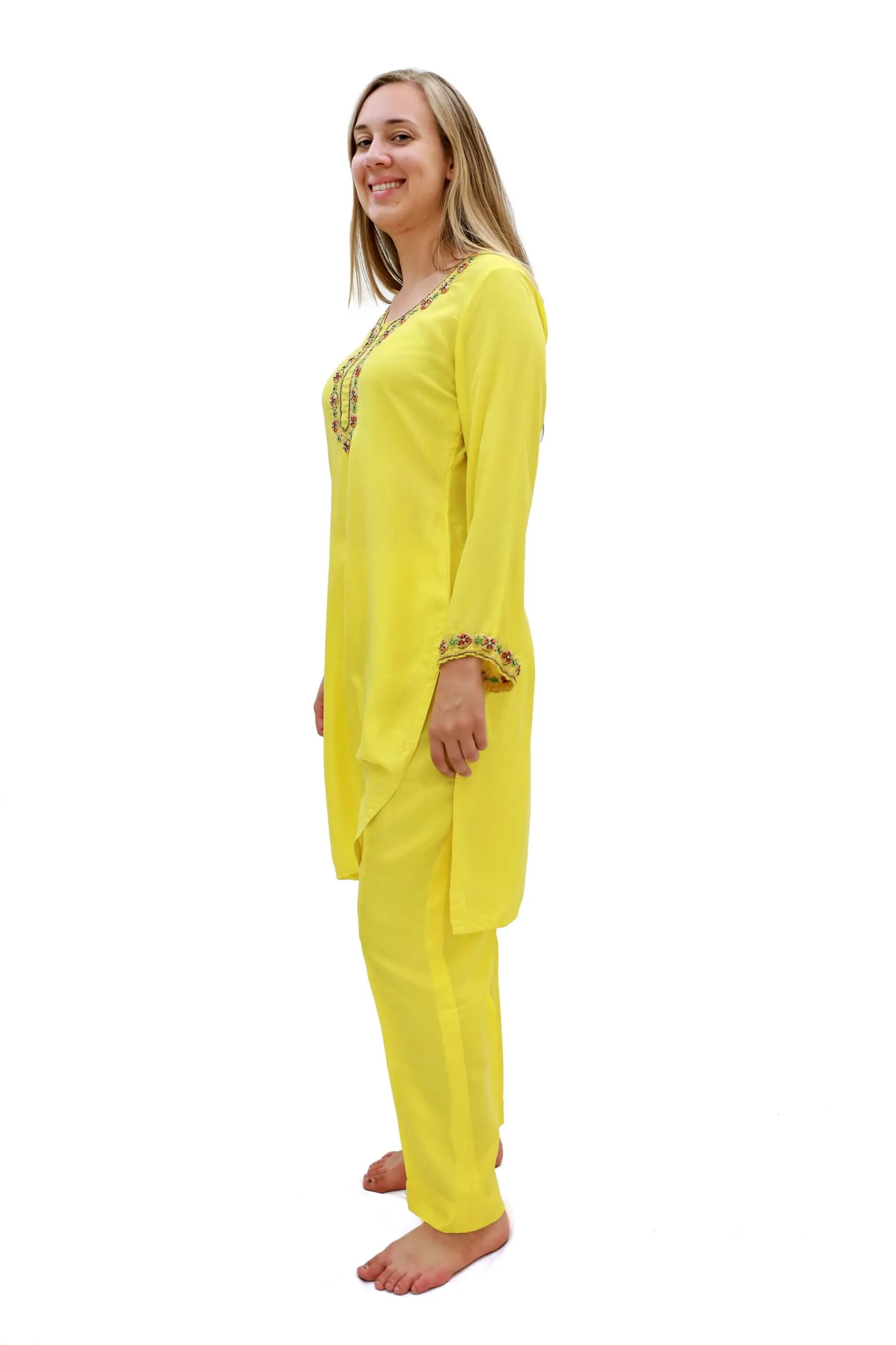 Yellow Silk Salwar Kameez-Suit