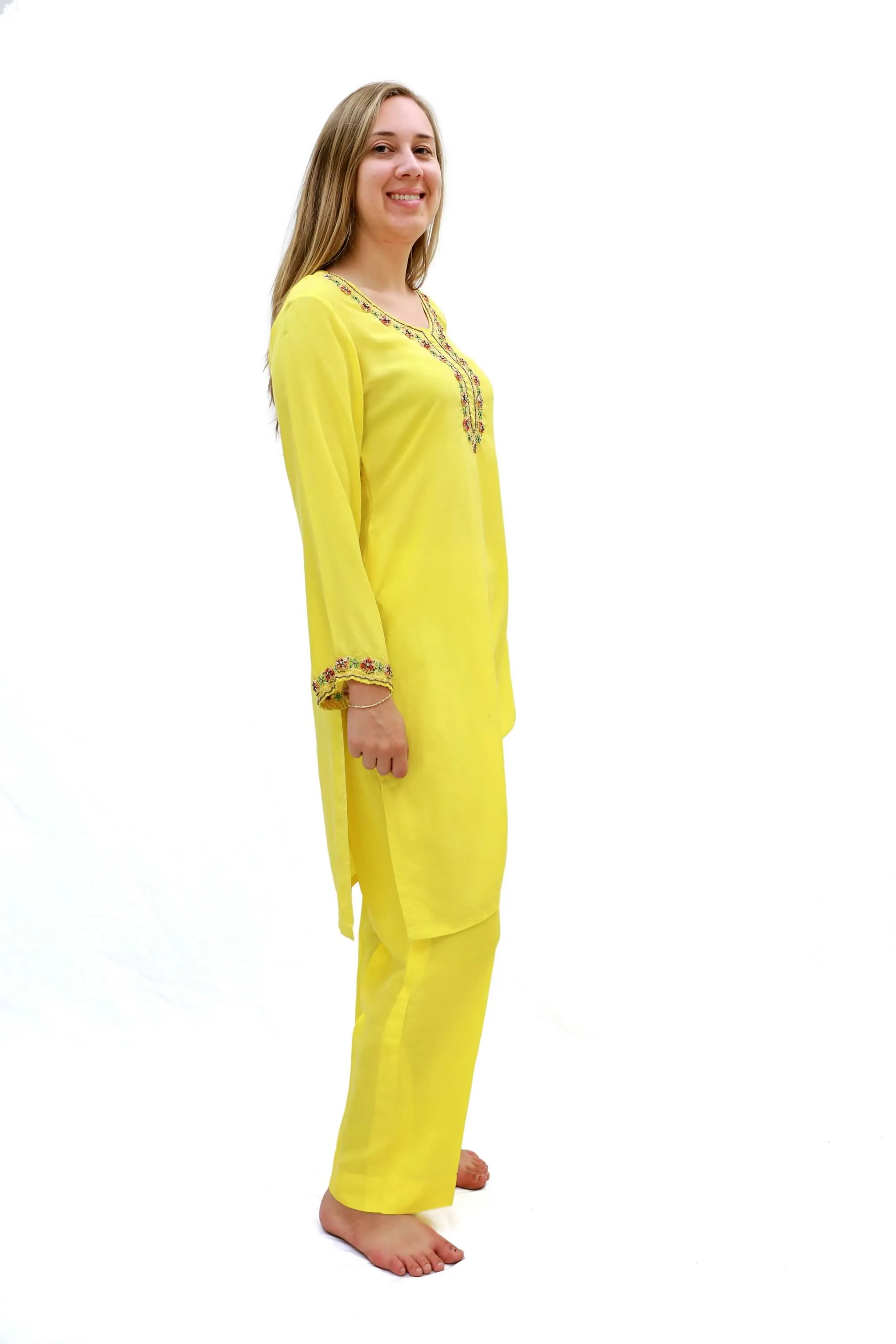 Yellow Silk Salwar Kameez-Suit