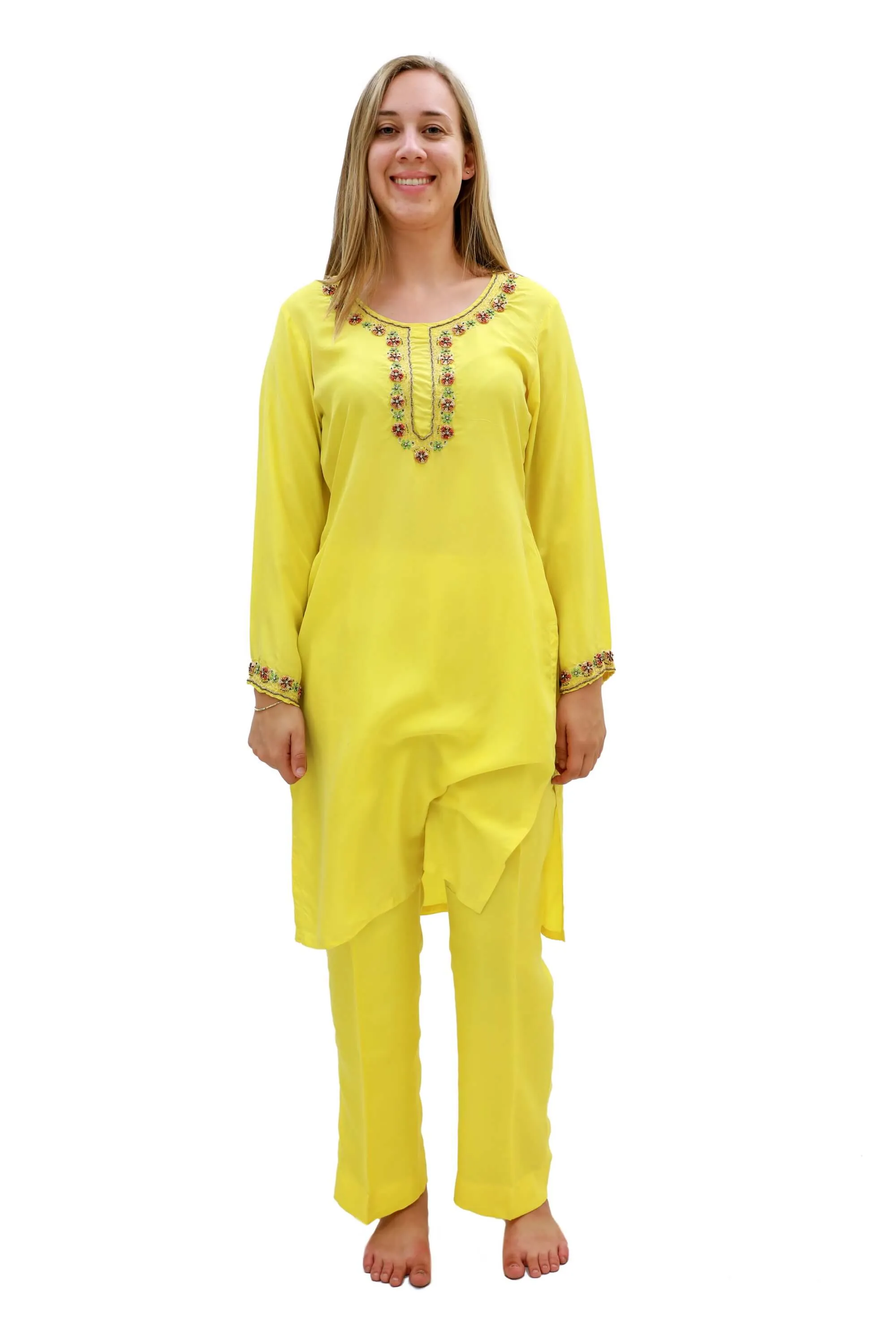 Yellow Silk Salwar Kameez-Suit
