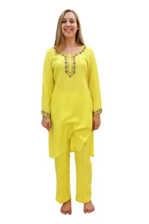 Yellow Silk Salwar Kameez-Suit