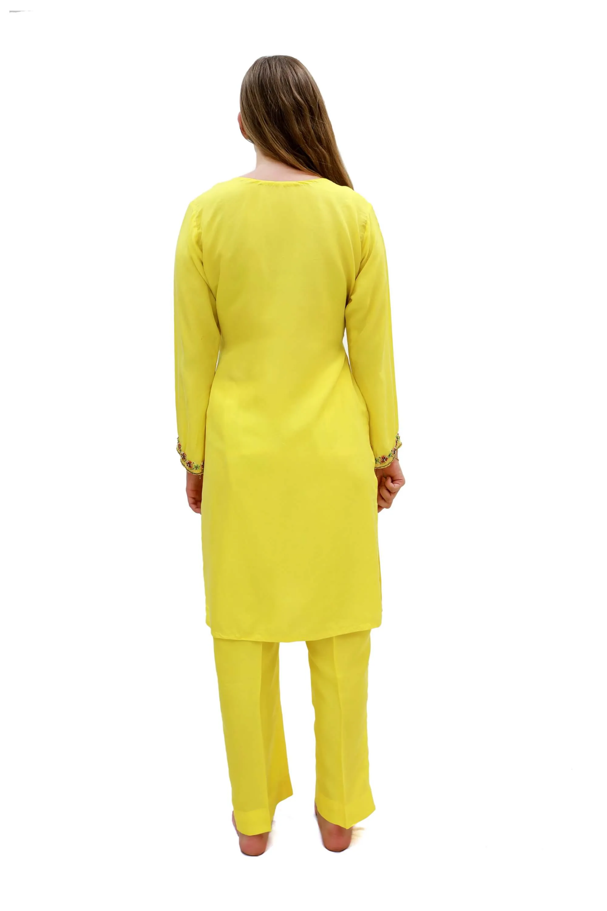 Yellow Silk Salwar Kameez-Suit