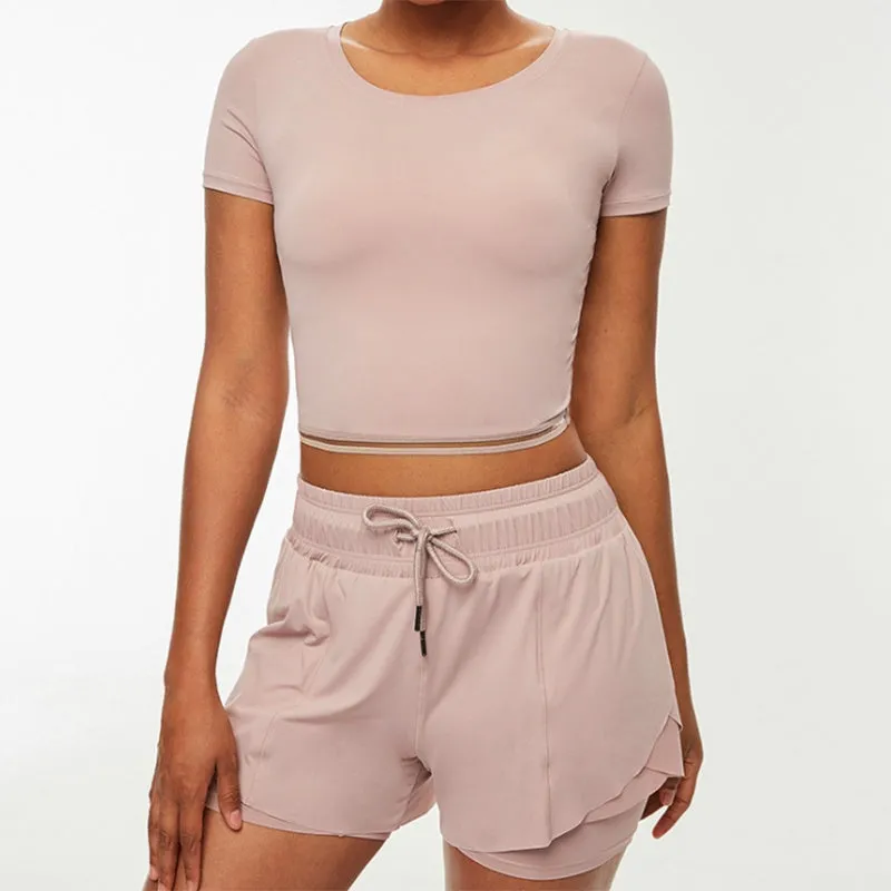 Yoga Clothes Suit Sports Fitness Clothes Crop Top And Shorts Women