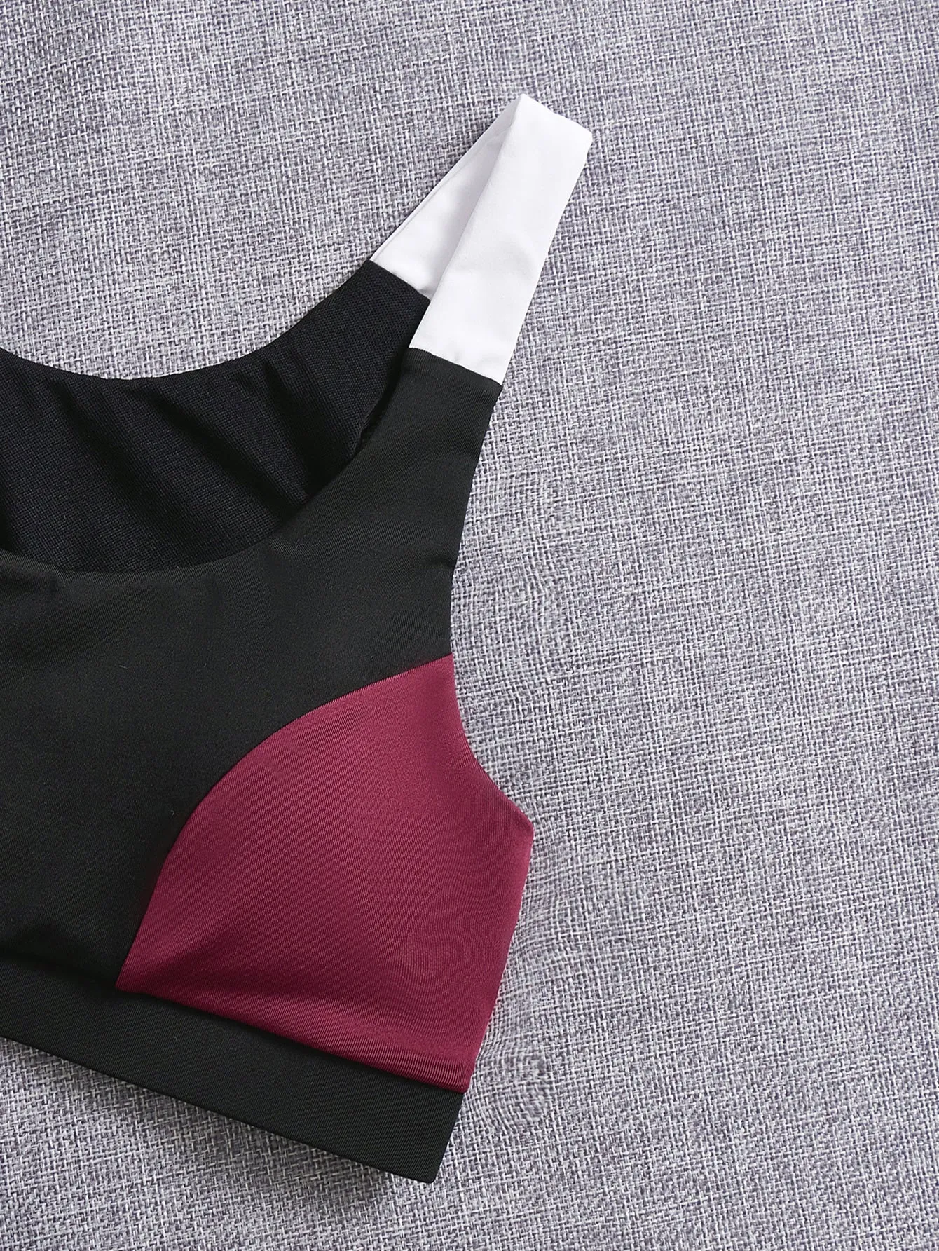 Yoga Future 3pcs Colorblock Running Set Workout Suit Drawstring Hooded Tank & Strap Bra & Leggings