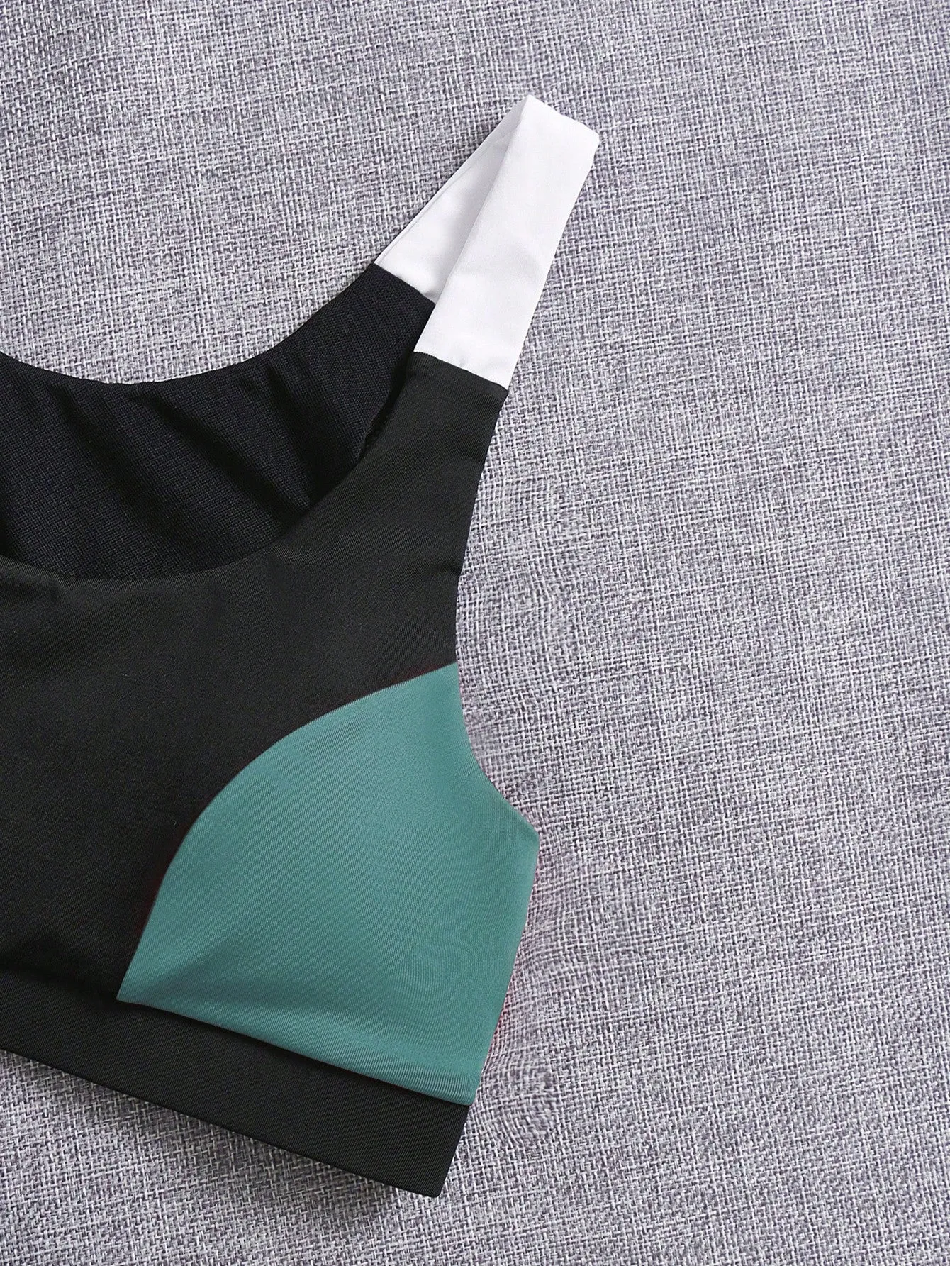 Yoga Future 3pcs Colorblock Running Set Workout Suit Drawstring Hooded Tank & Strap Bra & Leggings