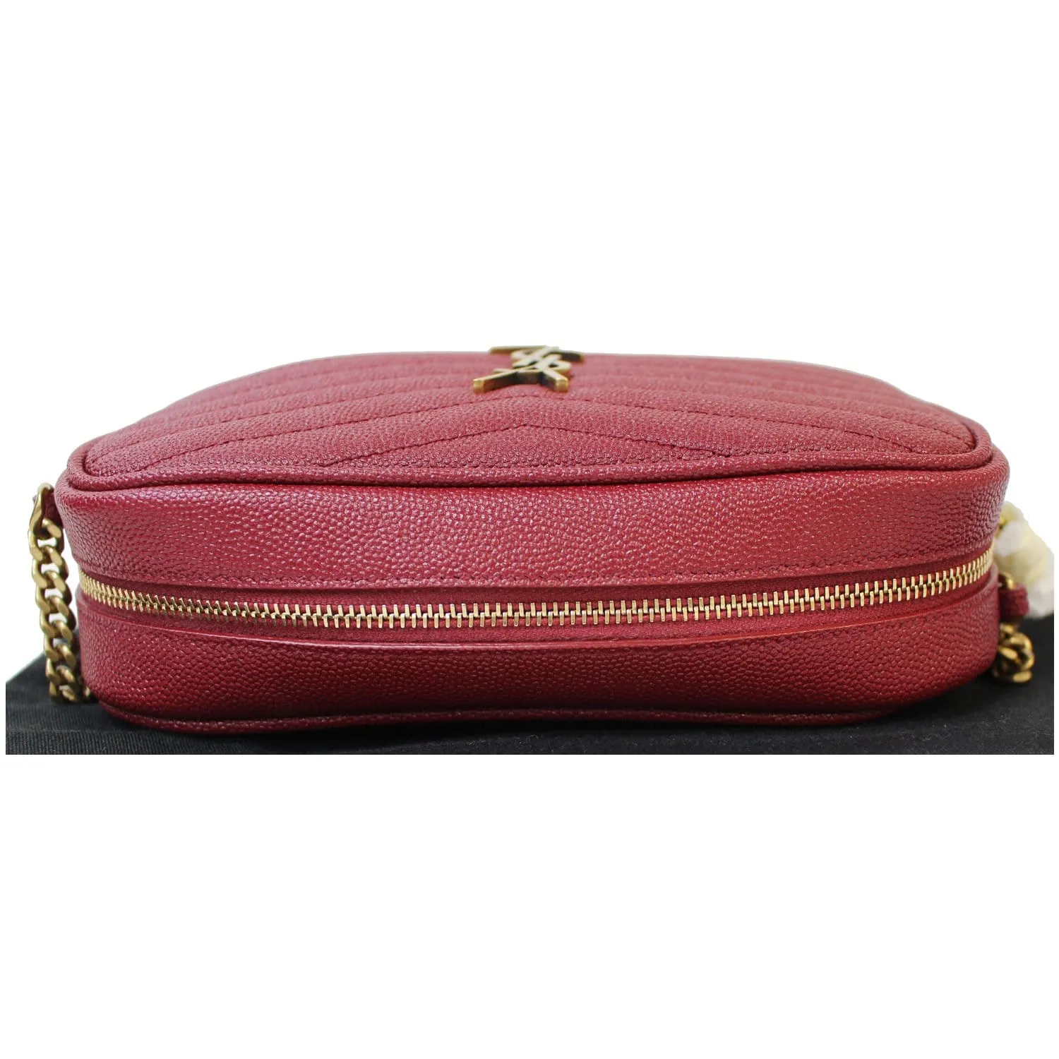 YVES SAINT LAURENT Mini Lou Grain De Poudre Camera Bag Red