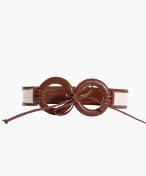 Zenú Belt in Raffia and Leather
