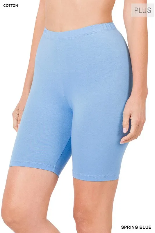 ZENANA Plus Premium Cotton Biker Shorts
