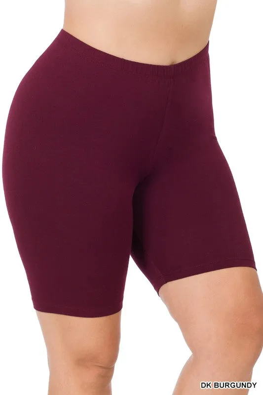 ZENANA Plus Premium Cotton Biker Shorts