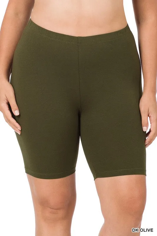 ZENANA Plus Premium Cotton Biker Shorts