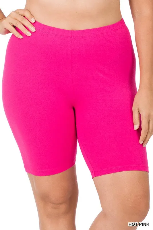 ZENANA Plus Premium Cotton Biker Shorts