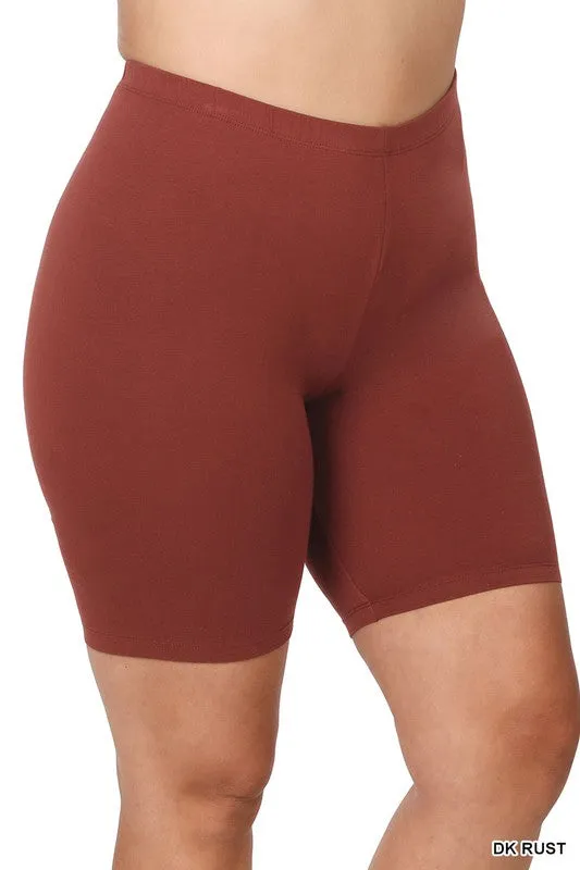 ZENANA Plus Premium Cotton Biker Shorts