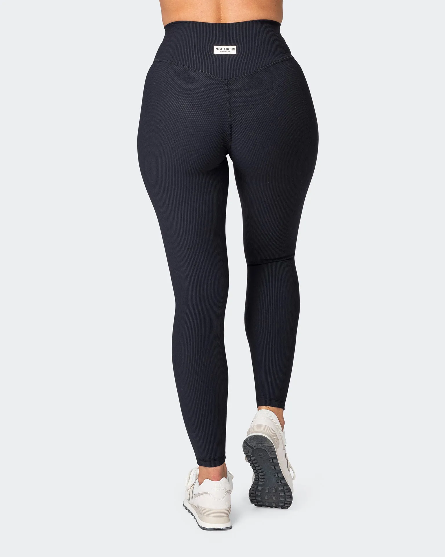 Zero Rise Rib Ankle Length Leggings - Black (Silicone Logo)